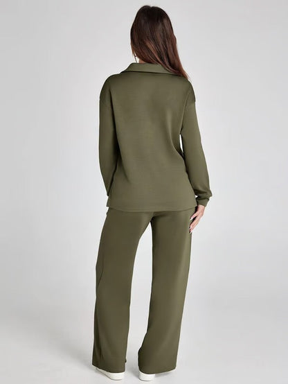 Dames Sweater Set met Wijde Broek - Zacht en Warm voor Herfst en Winter