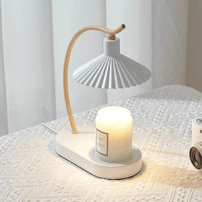 Kaarsenwarmerlamp Zwart Hout Minimalistisch 31cm Tafellamp Sfeerverlichting Woonkamer