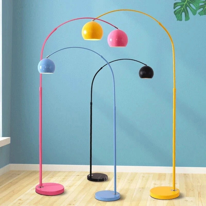 Vloerlamp Boogvorm Led Metaal Zwart Blauw Geel Roze Zilver Goud Dimbaar Woonkamer Slaapkamer