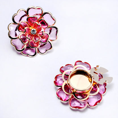 Dames Manchetknoop Bloem Patroon Elegant Zilver