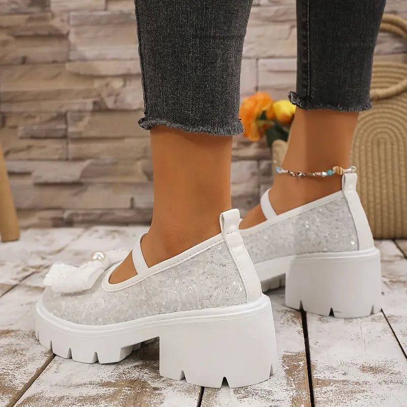 Dames Loafers Elegante Parel Strik Laarzen Stijlvol