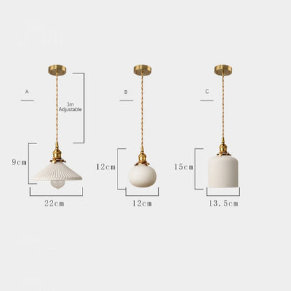 Retro Hanglamp met Witte Keramische Kap – Moderne LED Verlichting voor Woonkamer en Slaapkamer