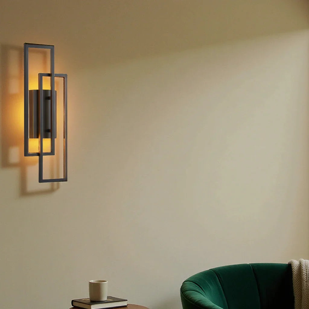 Wandlamp LED Rechthoekig Geometrisch Aluminium Zwart Warm Wit 3000K Hal Slaapkamer Modern