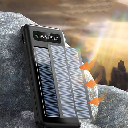 Draagbare Zonne-Energiebank 20.000mAh Externe Accu met LED-Display voor Smartphones Tablets Camping Reis Outdoor Opladen USB