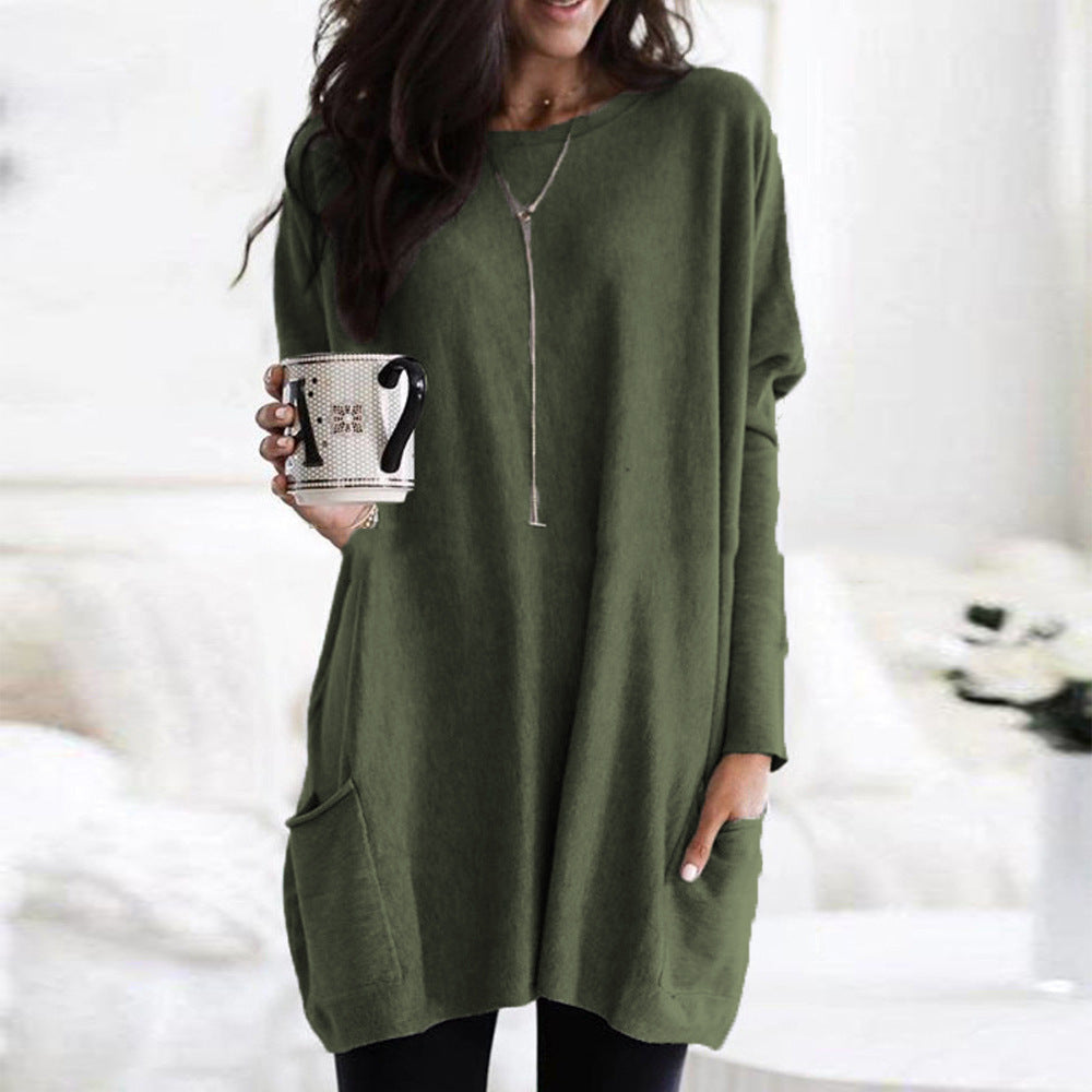 Dames Top met Lange Mouwen en Zakken Basis Collectie → Dames Top Lange Mouwen Zakken Comfortabel Basis