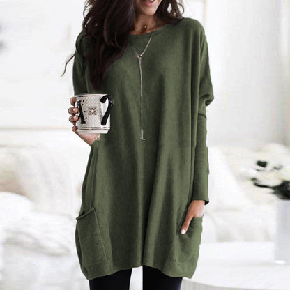 Dames Top met Lange Mouwen en Zakken Basis Collectie → Dames Top Lange Mouwen Zakken Comfortabel Basis