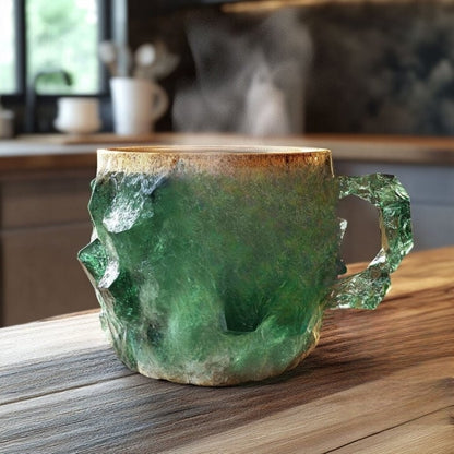 Kristalmok met Natuursteen Effect – Handgemaakte Mok Geïnspireerd op Edelstenen – 200ml Keramiek voor Thee, Koffie of Wijn