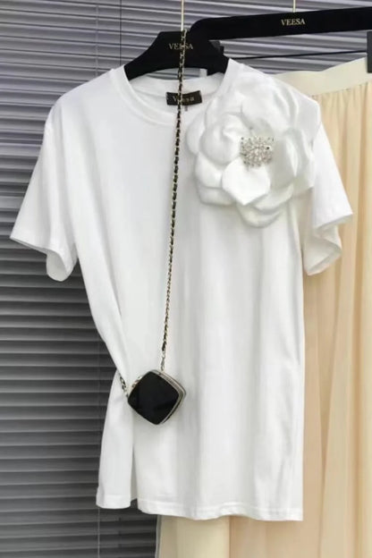 Vrouwelijke Bloemen T-shirt Kort 3D Print