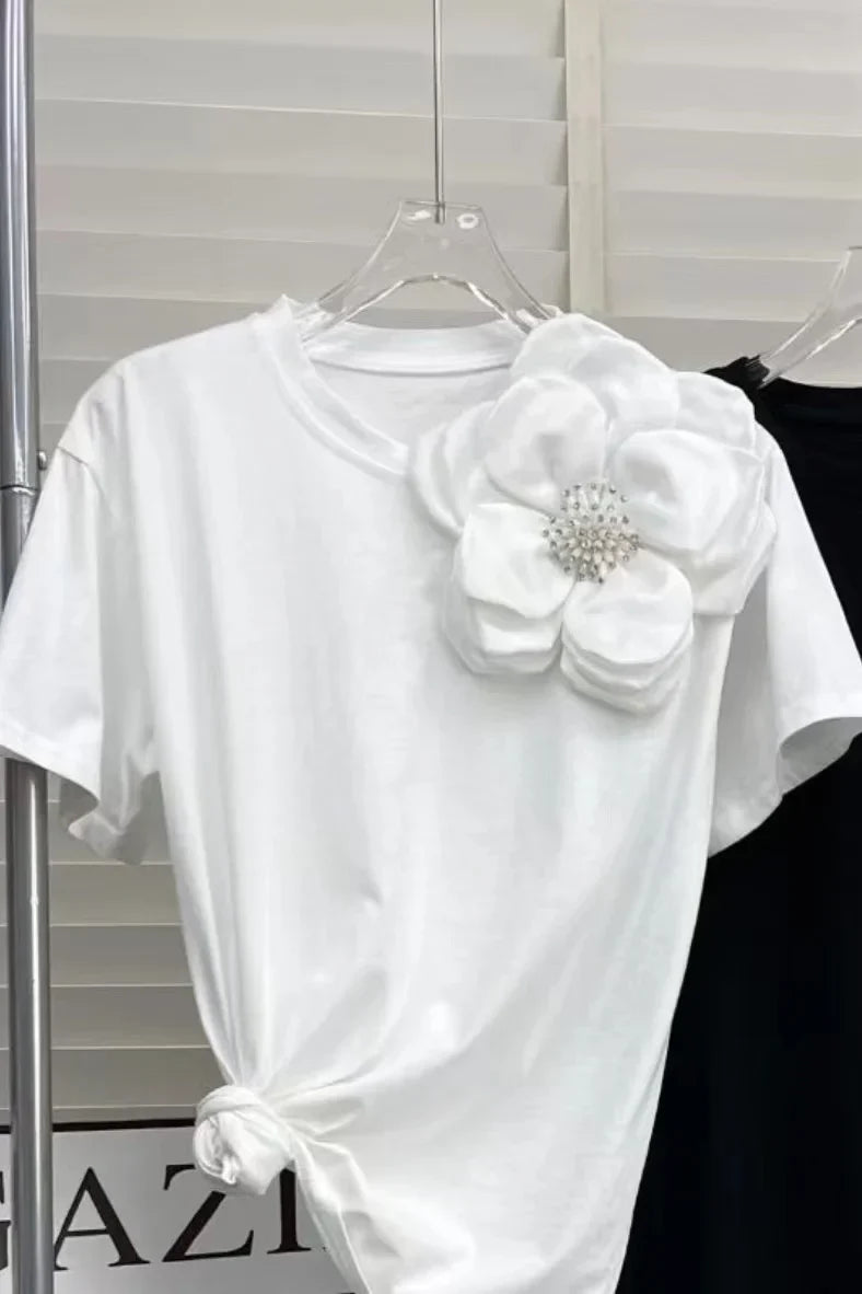 Vrouwelijke Bloemen T-shirt Kort 3D Print