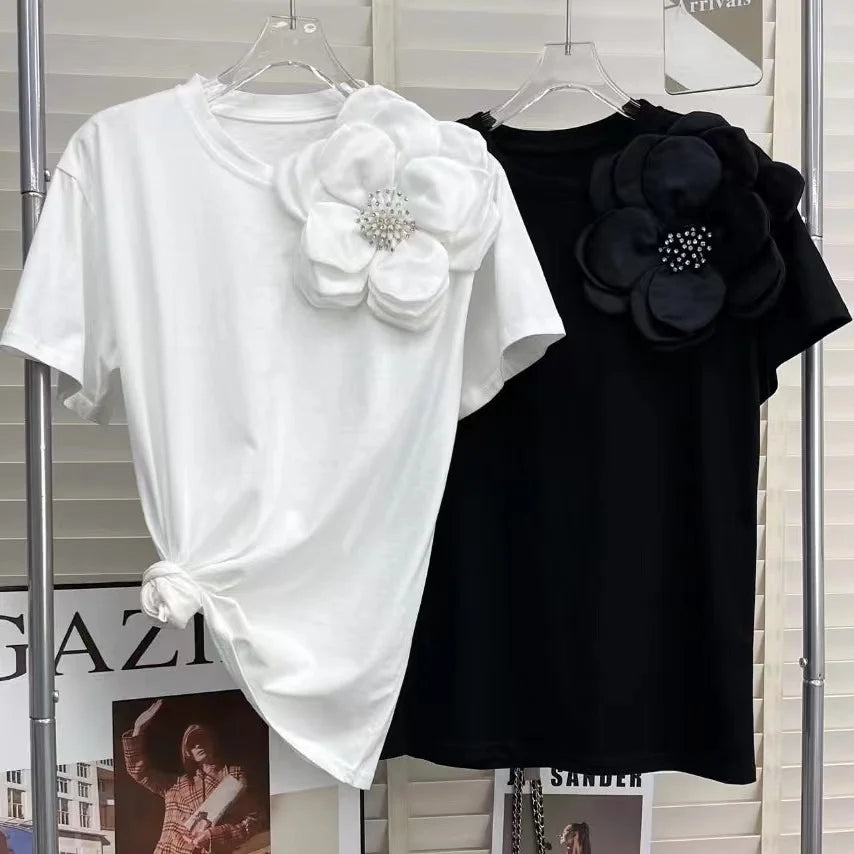 Vrouwelijke Bloemen T-shirt Kort 3D Print
