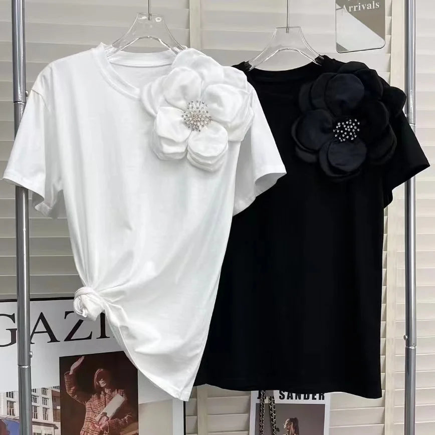 Vrouwelijke Bloemen T-shirt Kort 3D Print