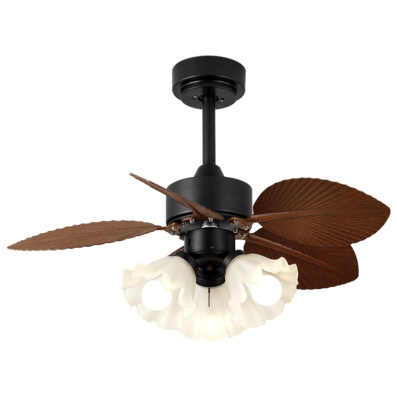 Vintage Plafondventilator met Verlichting Hout Diameter 80 cm ABS Bladen Afstandsbediening 6 Snelheden Motor Koper