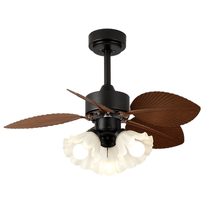 Vintage Plafondventilator met Verlichting Hout Diameter 80 cm ABS Bladen Afstandsbediening 6 Snelheden Motor Koper