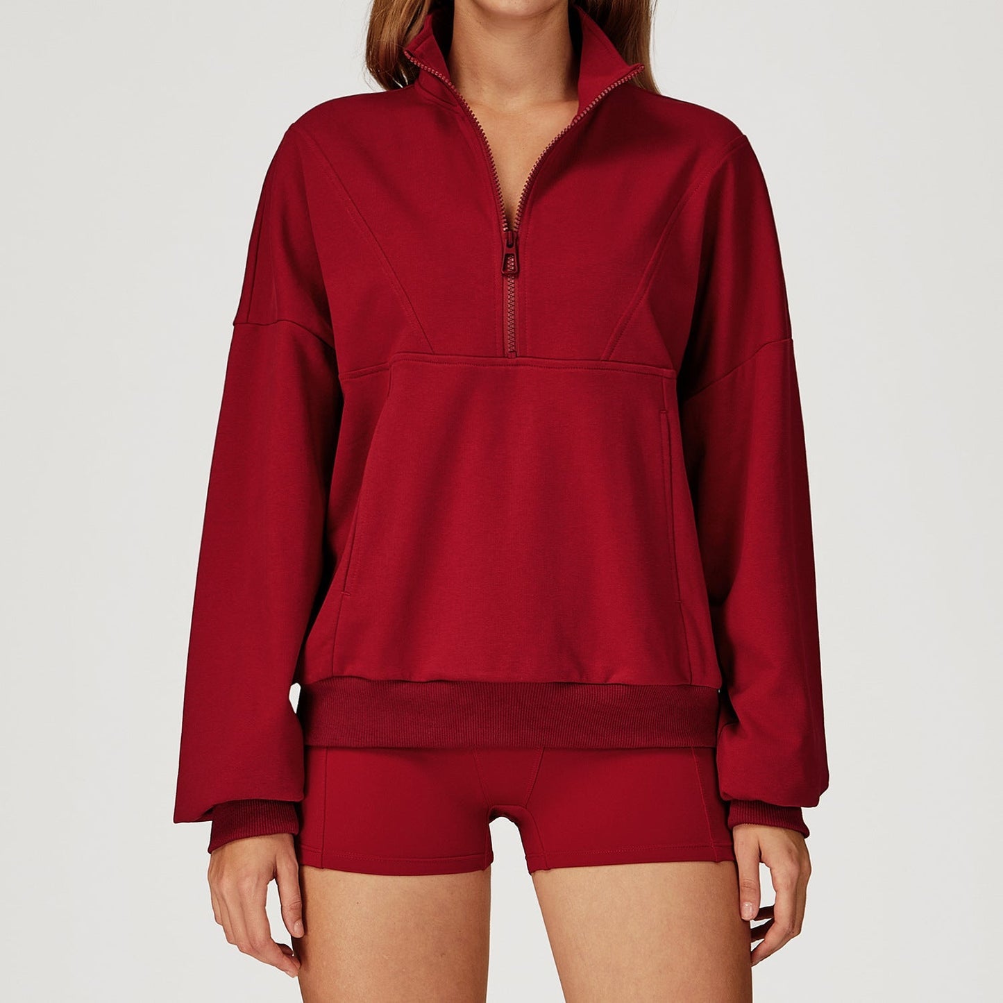 Dames Sweatshirt Sportief Met Halve Rits Comfortabel