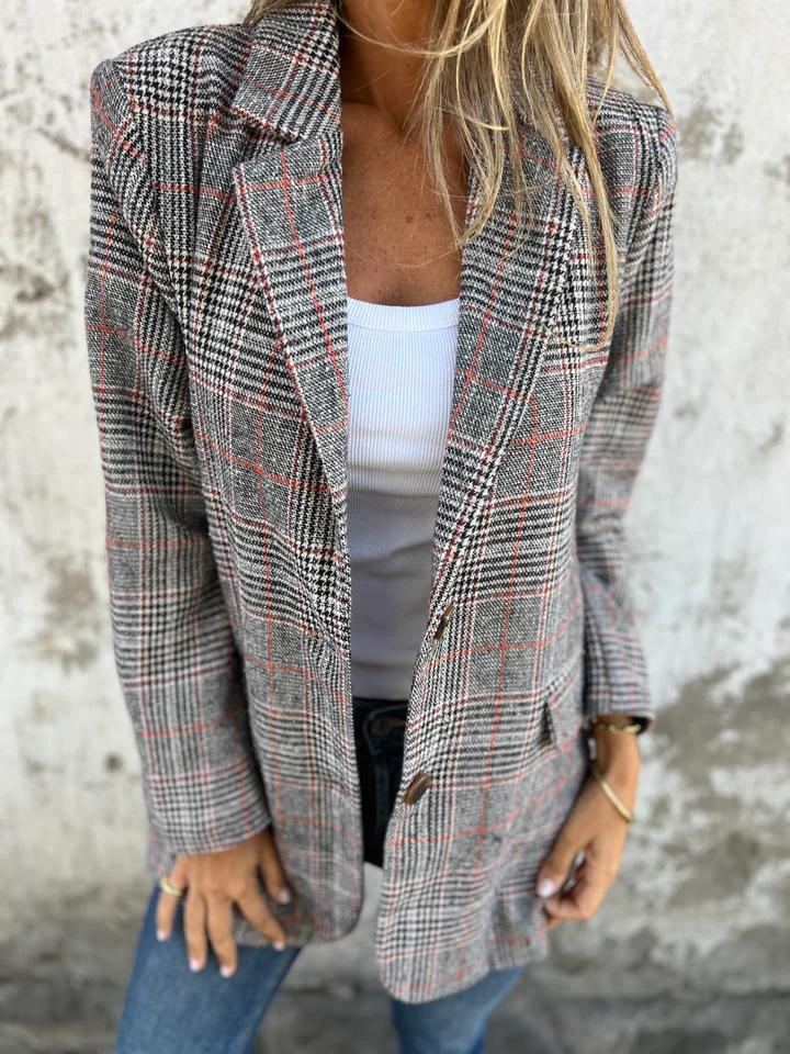 Dames Blazer Geruit Stijlvol Jasje Trendy Kleding