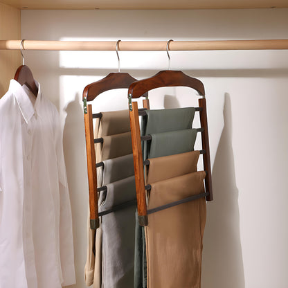 Houten Kledinghangers Walnoot & Natuurlijk Hout – Klassieke Garderobehanger met Metalen Haak – 38x38x12cm