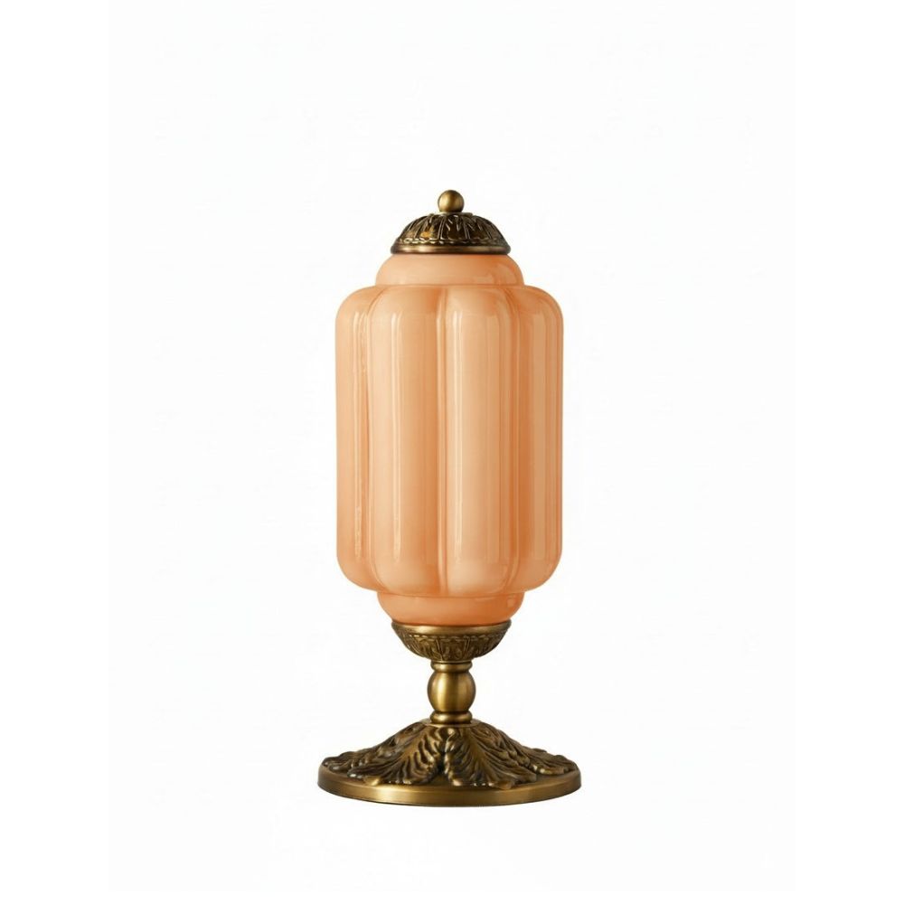 Glazen Tafellamp met Scallop Design Vintage Stijl Slaapkamer Woonkamer Accentverlichting Zwart Messing Matglas