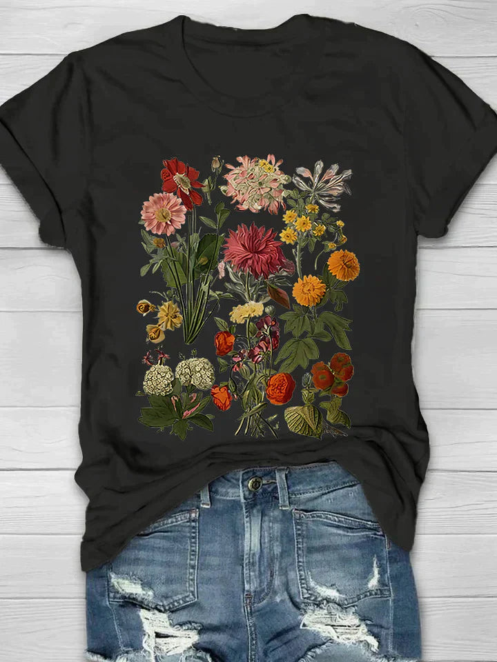 Dames T-Shirt Bloemenprint Retro Look - StudioMarella
