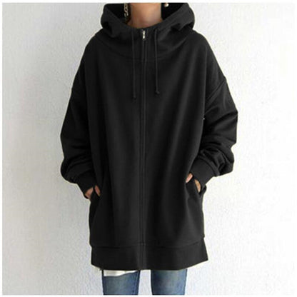 Dames Hoodie Oversized Warm en Zachte Rits Trui