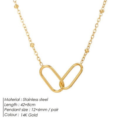 Dames Ketting Ovaal Staal Schakel Elegante Minimalistische Halsketting