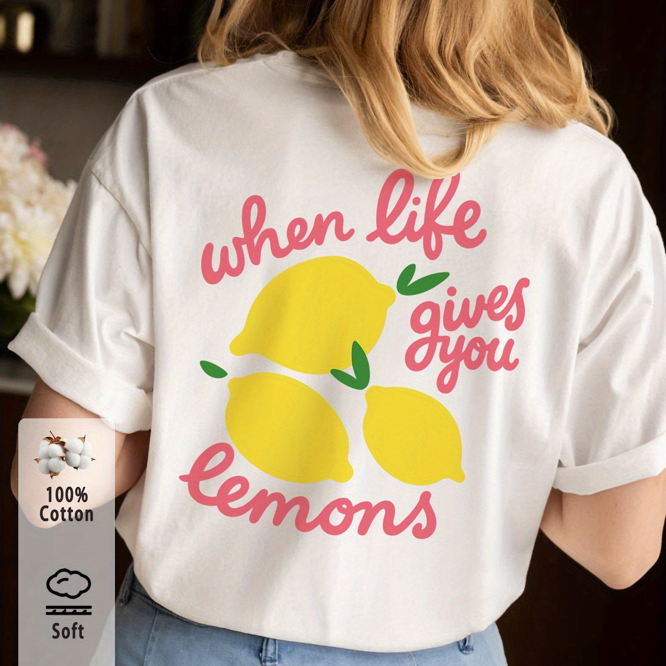 Dames T-shirt Katoen V-hals Regular Fit