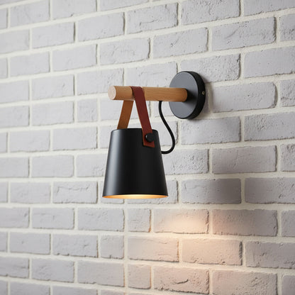 Scandinavische Wandlamp Hout voor Slaapkamer – Minimalistisch Natuurhout Lichtpunt Wit of Zwart