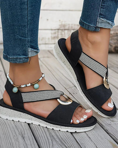 Dames Platte Sandalen Met Gesp Sluiting