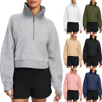 Dames Sweatshirt Zacht Sportief met Halve Rits
