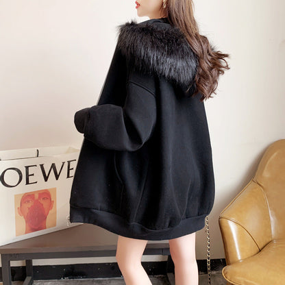 Dames Hoodie Oversized Zachte Kraag met Rits
