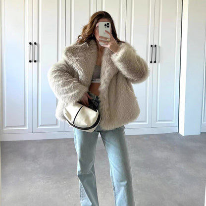 Dames Faux Fur Jas Kort Zacht Oversized