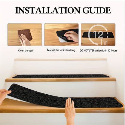 Antislip Trapstrips Set 10 Stuks Zelfklevend 15x61cm Zwart Weerbestendig Trap Oprit Binnen Buiten Veilig