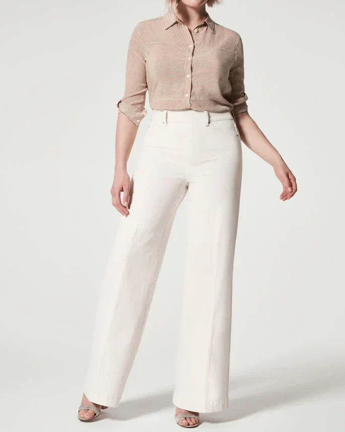 Wijde Denim Broek Hoge Taille Comfortabel Zomer