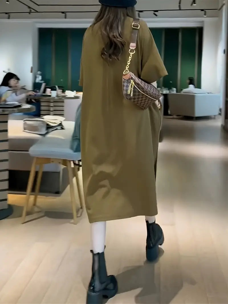 Vrouwelijke Zomerjurk Korte Mouwen Casual Stijl