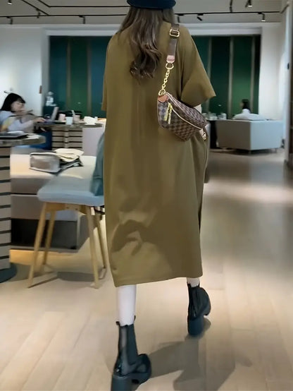 Vrouwelijke Zomerjurk Korte Mouwen Casual Stijl