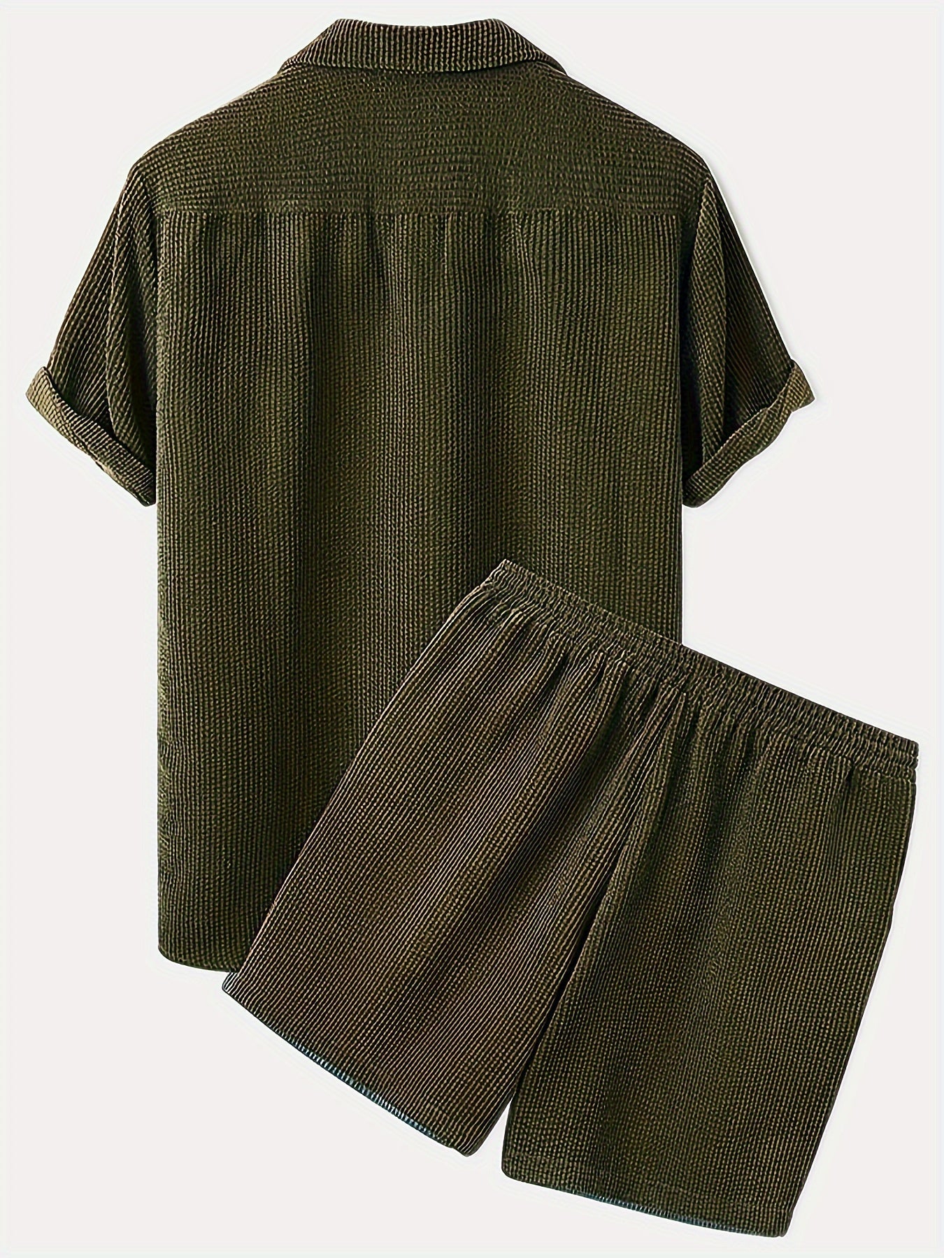 Korte Mouw Hemd Licht Rekbaar Zomer Effen Kleur Corduroy Casual