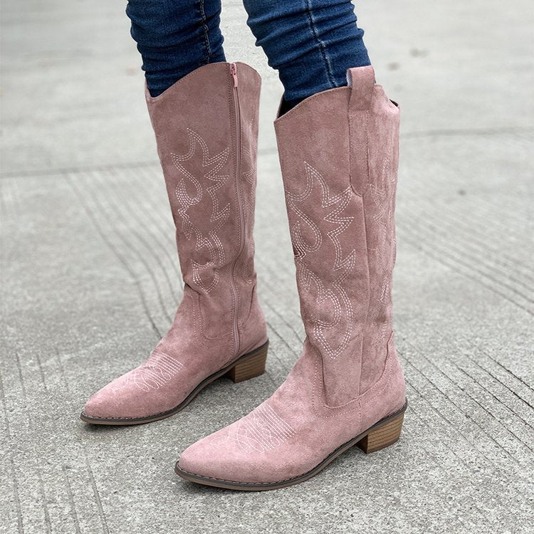 Dames Laarzen Zwart Cowboy Hak Stijlvol Leer