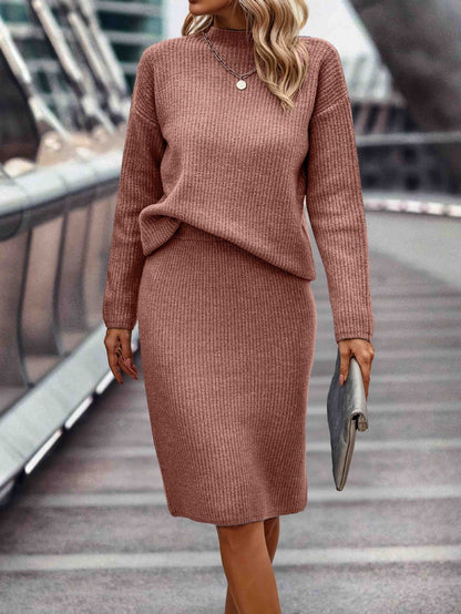 Dames Gebreide Set Rok en Trui Warm en Stijlvol