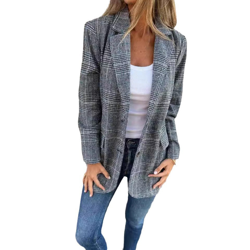 Dames Blazer Geruit Stijlvol Jasje Trendy Kleding