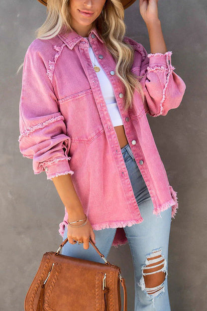 Lichtblauwe Zomerjas Denim Losse Pasvorm