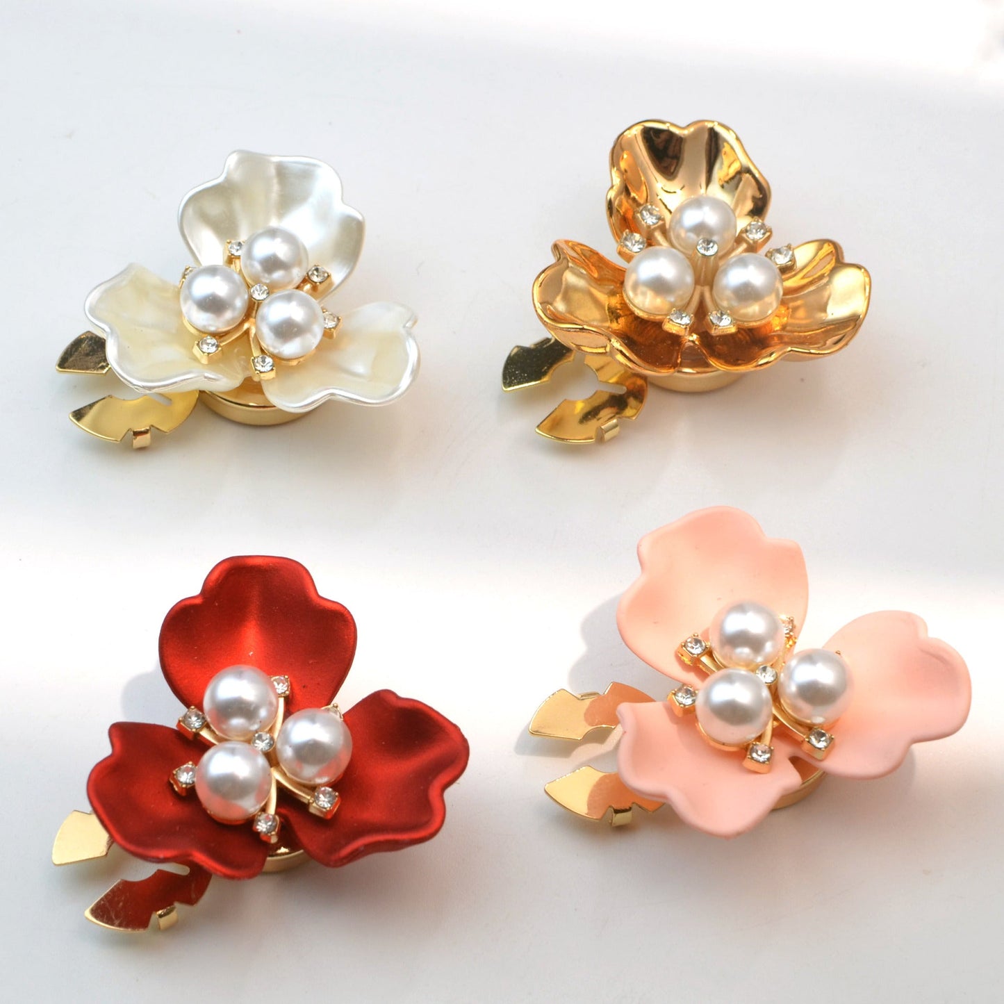 Dames Manchetknopen Zilveren Parel Bloem Design