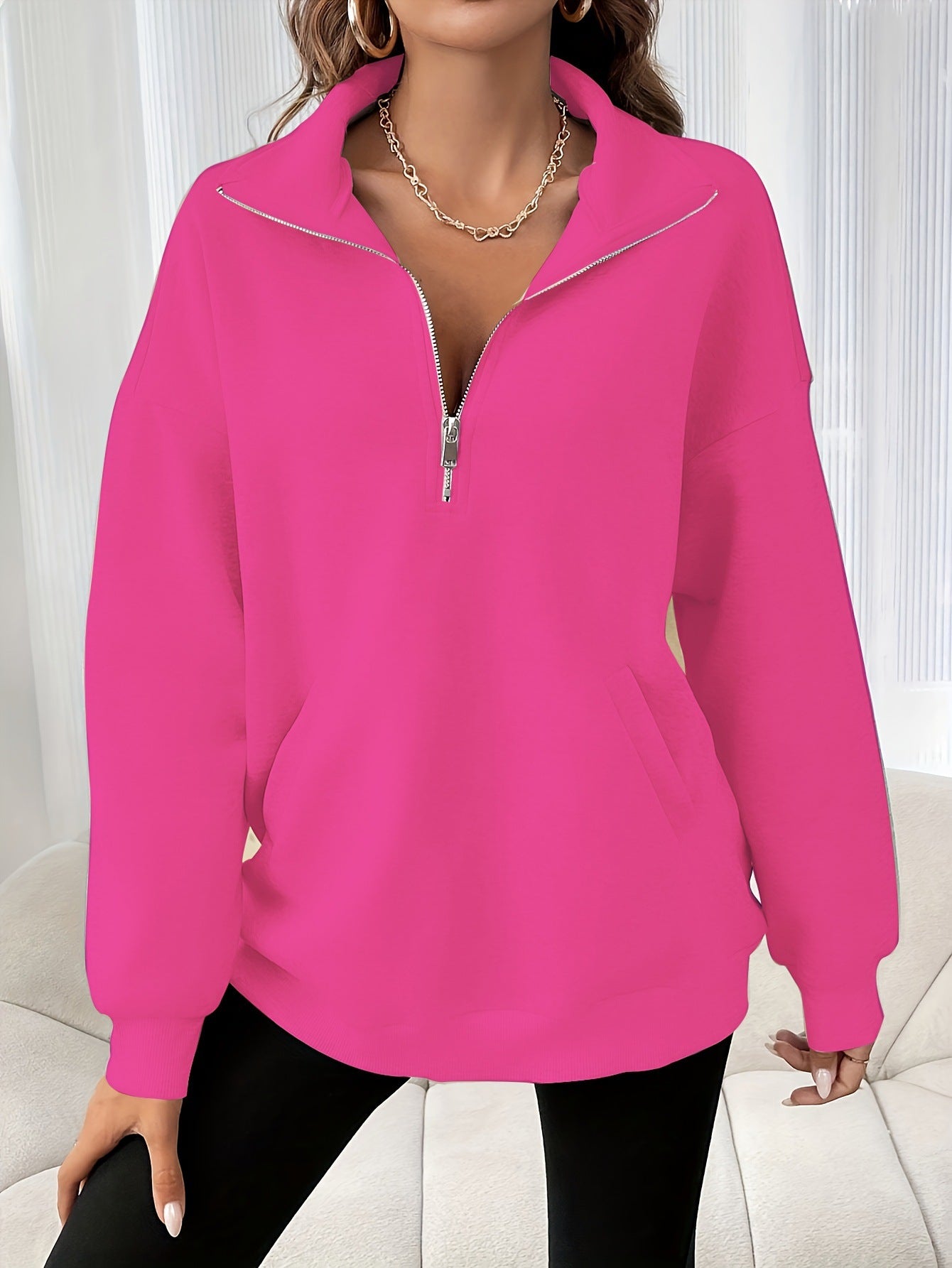 Dames Zachtste Half-Zip Trui Comfortabel en Casual