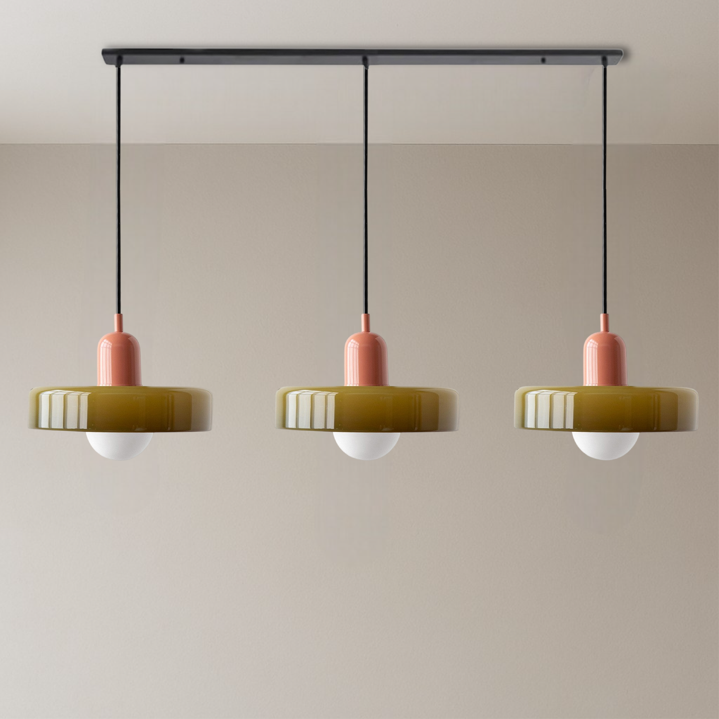3-kops Bauhaus hanglamp glas G9 warm wit eetkamer verlichting modern design plafondlamp gekleurd glas