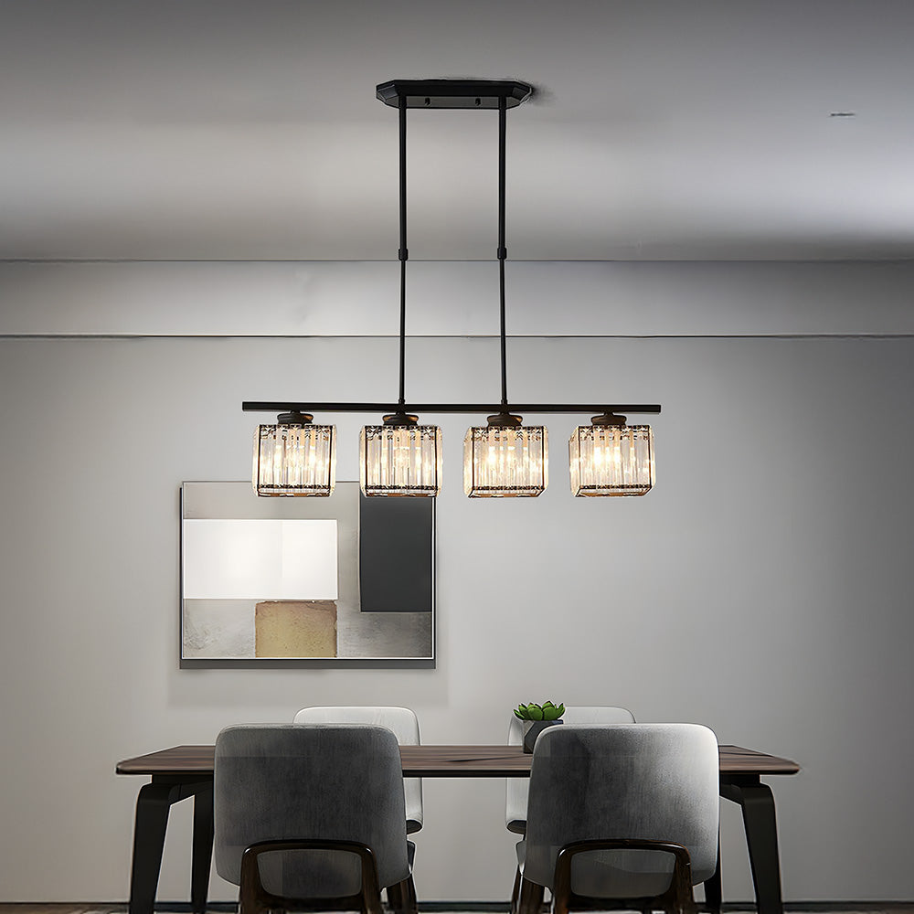 Hanglamp Eettafel Glas Zwart Goud 3 Of 4 Lichts E27 Modern