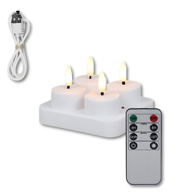Oplaadbare LED Kaarsen met Afstandsbediening & Timer – Flikkerend Licht
