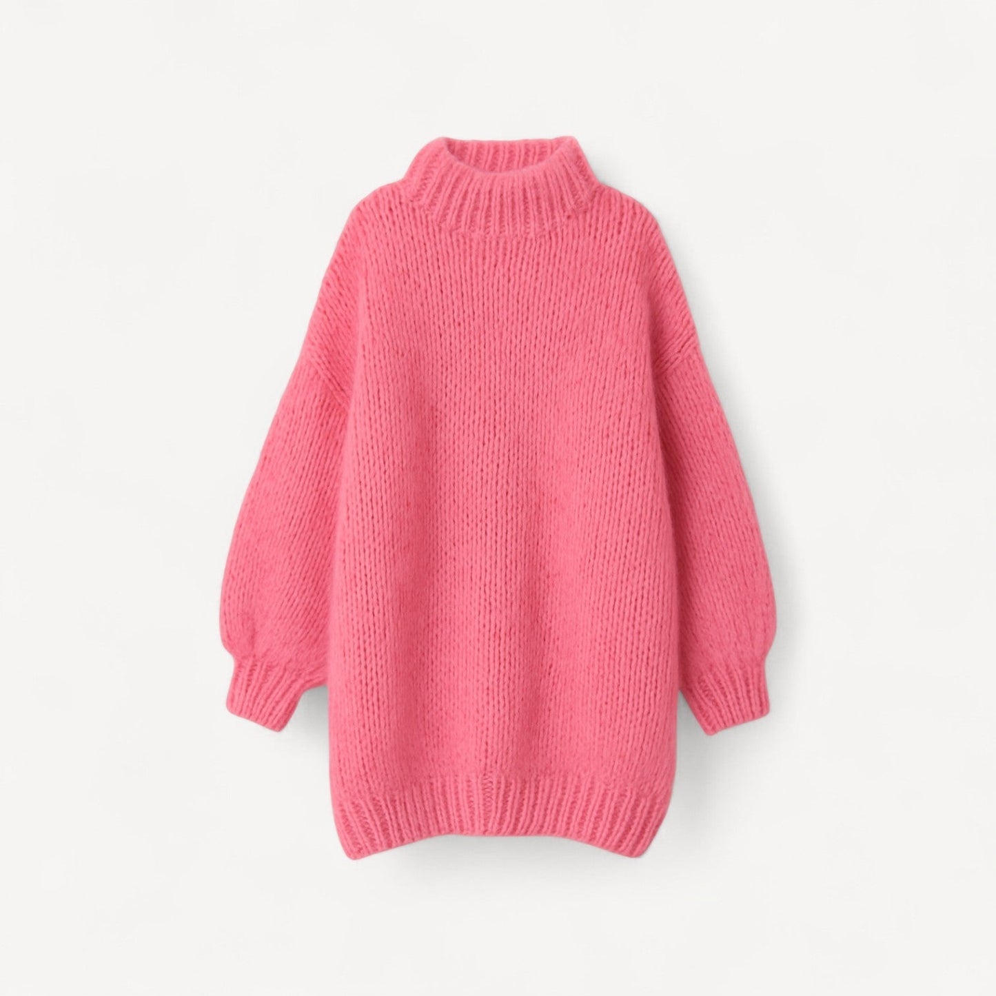 Dames Trui Oversized Gebreid met Hoge Hals en Wijd Mouwen