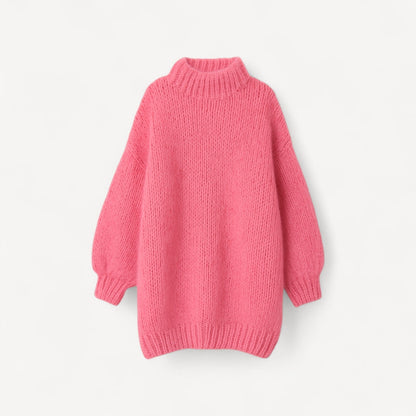 Dames Trui Oversized Gebreid met Hoge Hals en Wijd Mouwen
