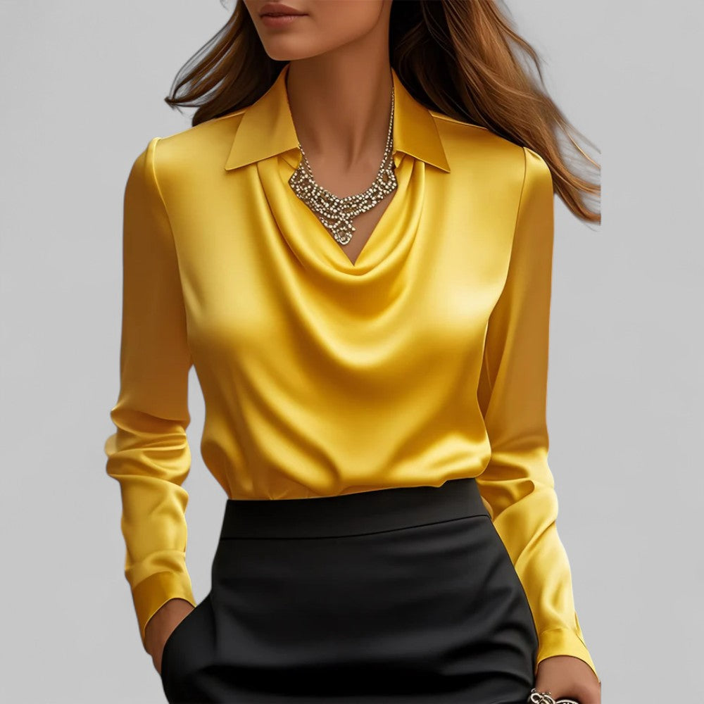 Dames Blouse Lange Mouwen Gedrapeerde Hals