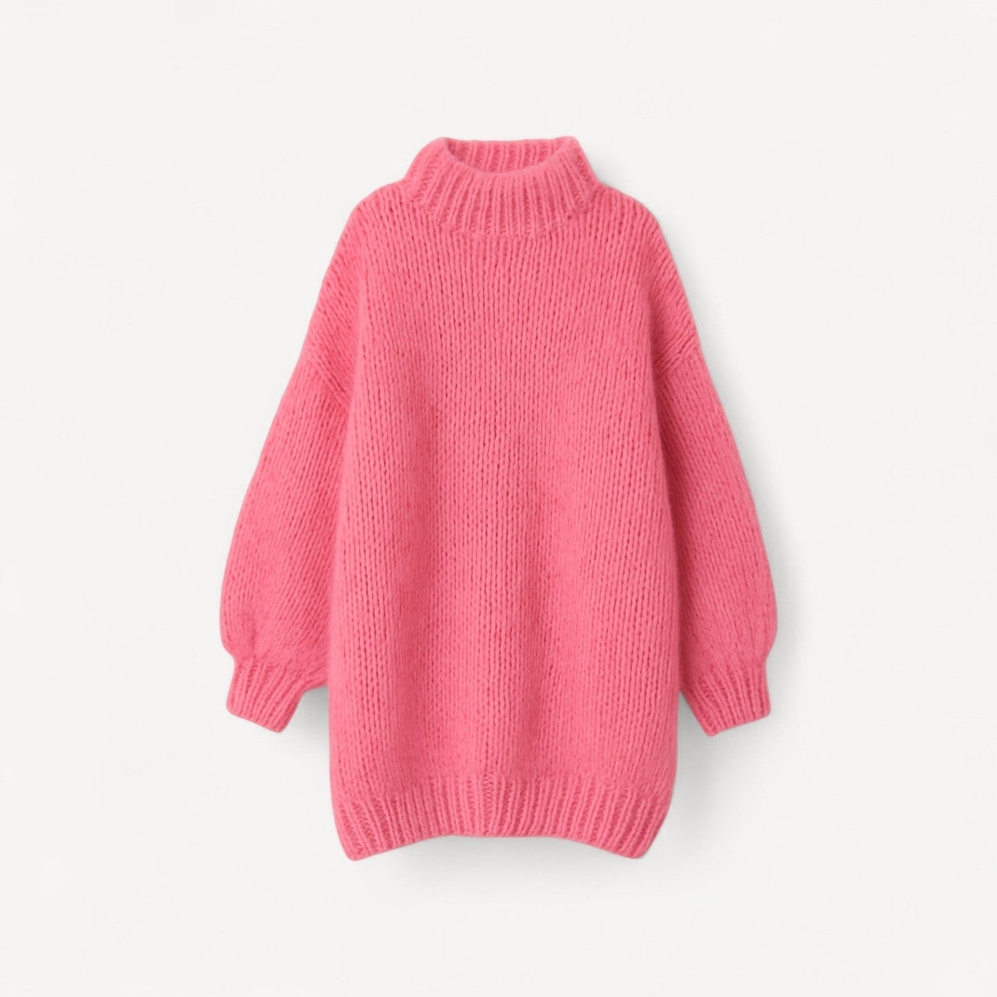 Dames Trui Gebreid Oversized met Hoge Hals en Ballonmouwen