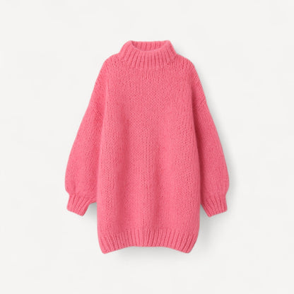 Dames Trui Gebreid Oversized met Hoge Hals en Ballonmouwen