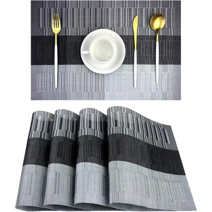 Placemats Set 4 Stuks PVC 30x45cm Bruin Zwart Hittebestendig Wasbaar Eettafel Tafelmat Geweven Antislip